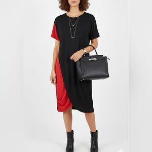 Dex Asymmetrical Dress in Black and Red